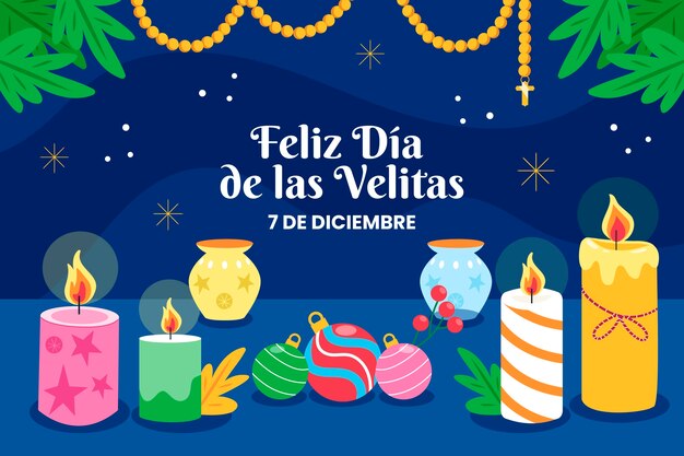 Flat illustration for dia de las velitas celebration with candles