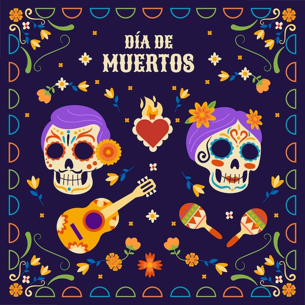 Flat illustration for dia de murtos celebration