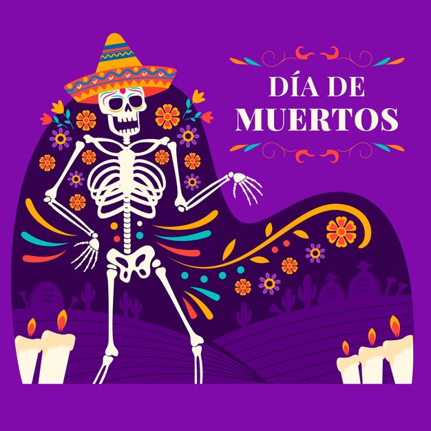 Плоская иллюстрация для празднования dia de murtos