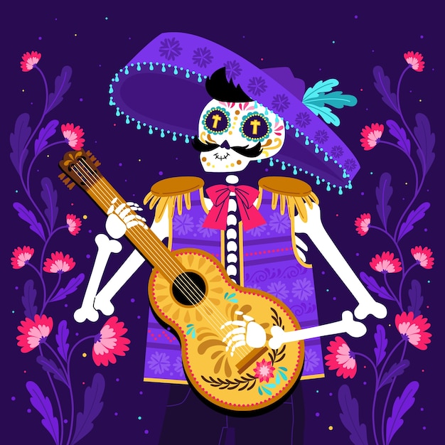 Free vector flat illustration for dia de murtos celebration