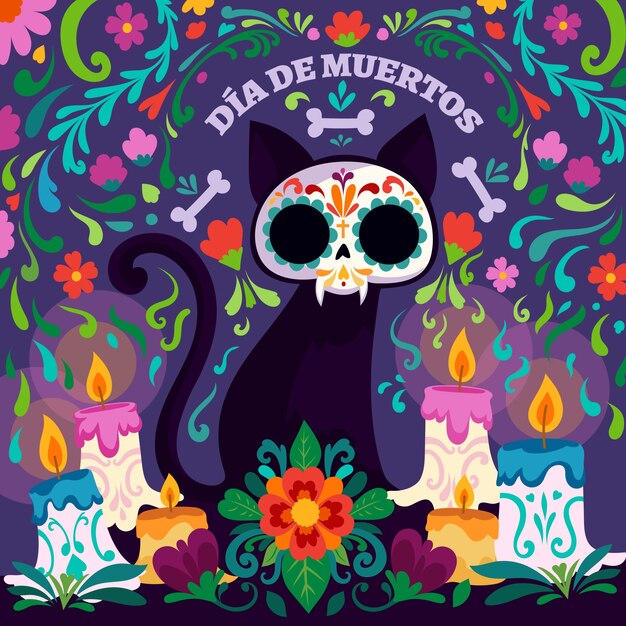 Flat illustration for dia de murtos celebration