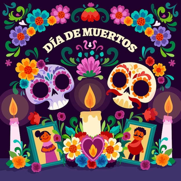 Free vector flat illustration for dia de murtos celebration