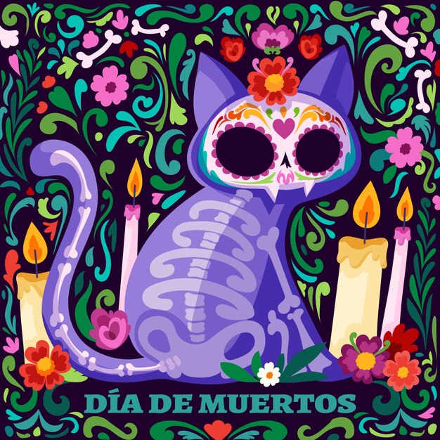 Flat illustration for dia de murtos celebration