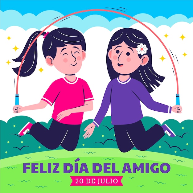 Flat illustration for dia del amigo celebration