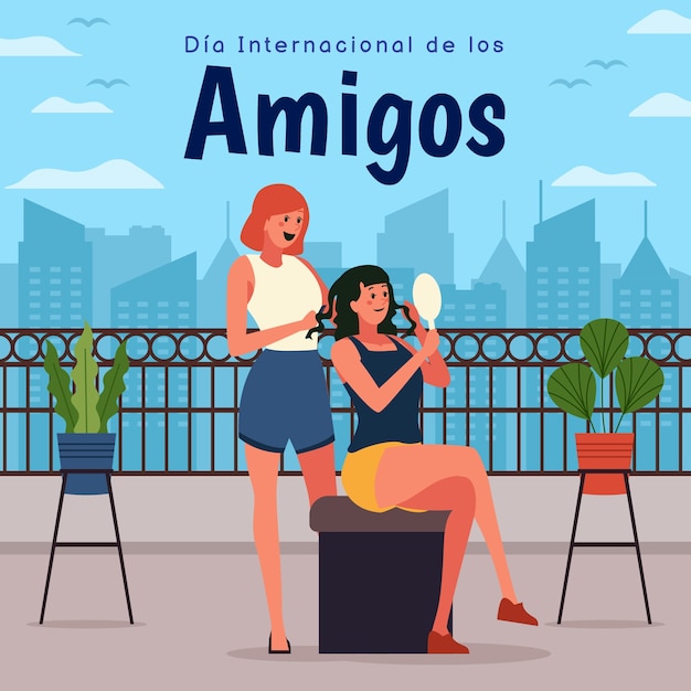 Free vector flat illustration for dia del amigo celebration