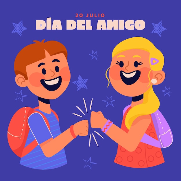 Free vector flat illustration for dia del amigo celebration