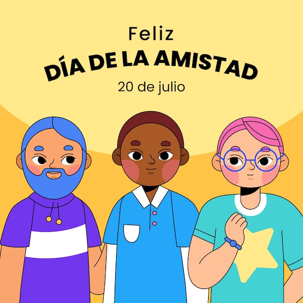 Free vector flat illustration for dia del amigo celebration