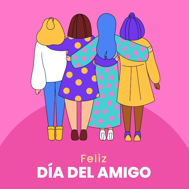 Free vector flat illustration for dia del amigo celebration