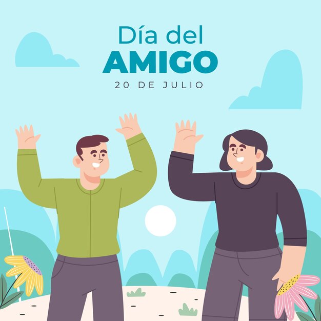 Плоская иллюстрация для празднования dia del amigo