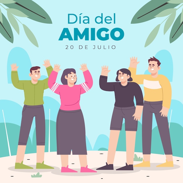 Плоская иллюстрация для празднования dia del amigo