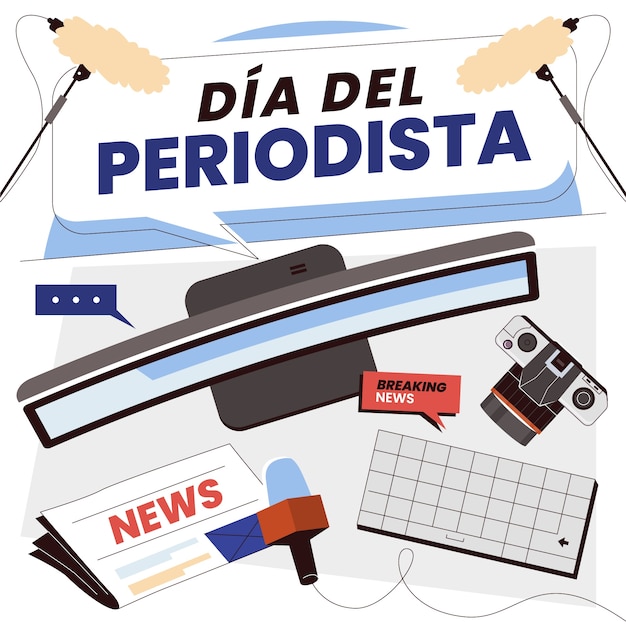 Плоская иллюстрация для празднования dia del periodista