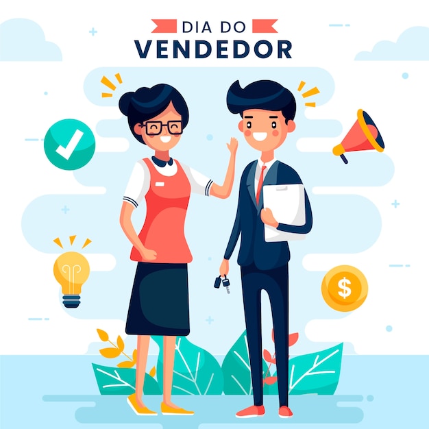 Free vector flat illustration for dia do vendedor