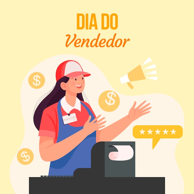 Free vector flat illustration for dia do vendedor