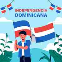 Vettore gratuito illustrazione piatta per la giornata dell'indipendenza della repubblica dominicana