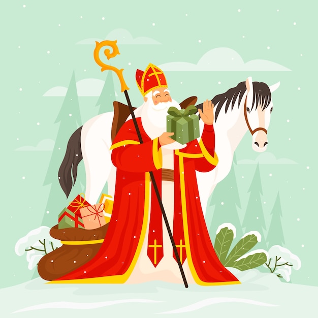 Flat illustration for dutch sinterklaas  holiday