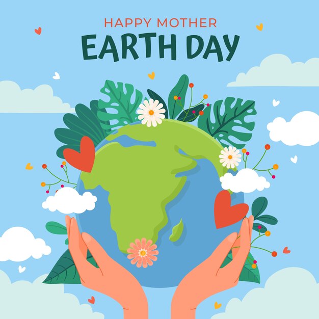 Free vector flat illustration for earth day celebration