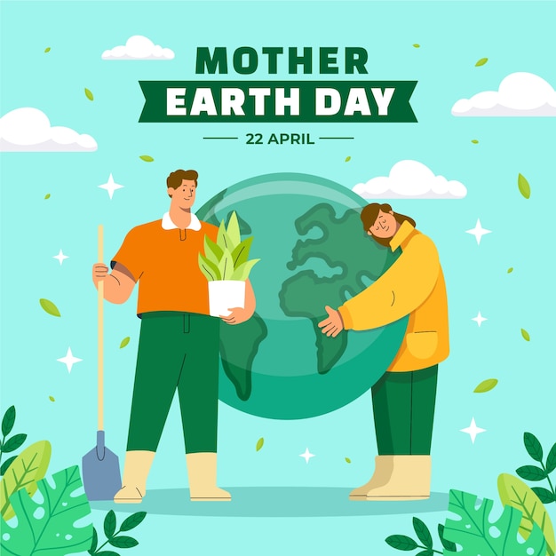 Free vector flat illustration for earth day celebration