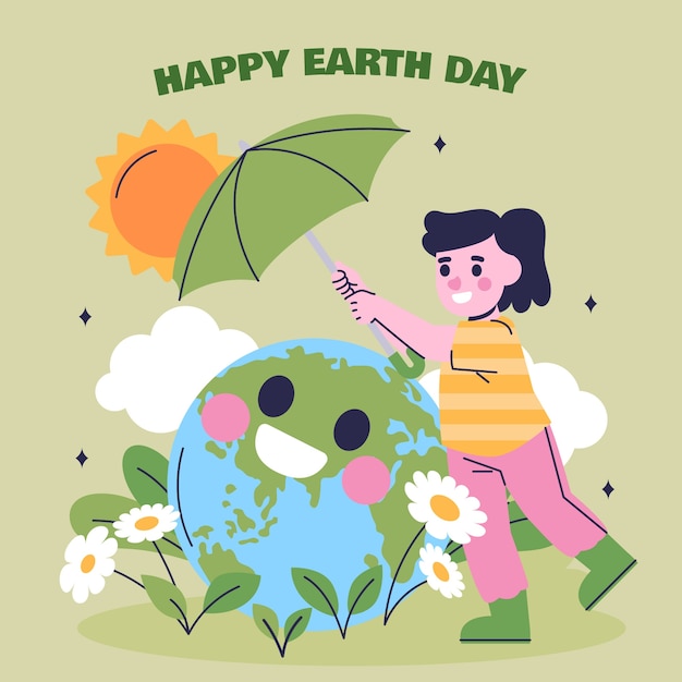 Free vector flat illustration for earth day celebration