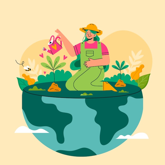 Free vector flat illustration for earth day celebration