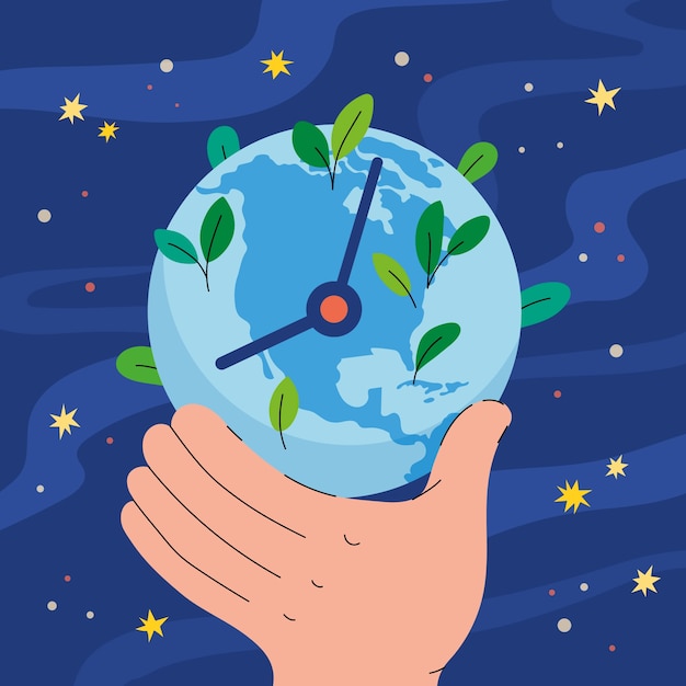 Free vector flat illustration for earth hour