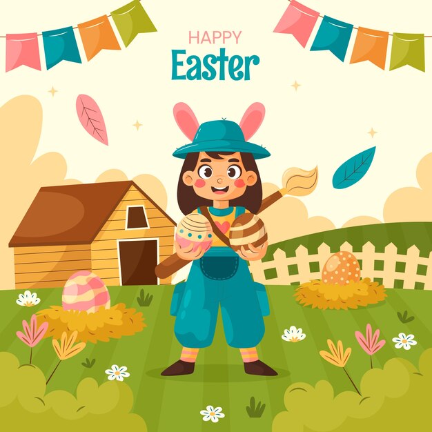 Free vector flat illustration for easter holiday