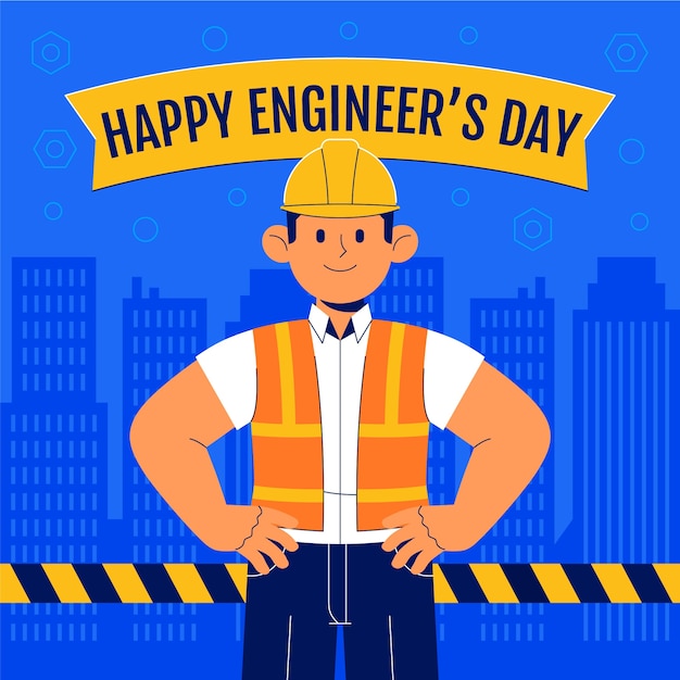 Free vector flat illustration for engineers day celebration