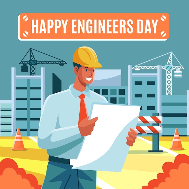 Free vector flat illustration for engineers day celebration