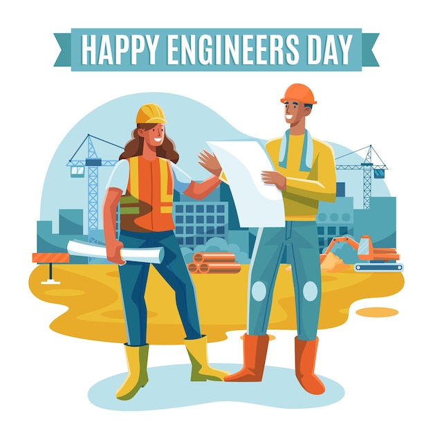 Free vector flat illustration for engineers day celebration