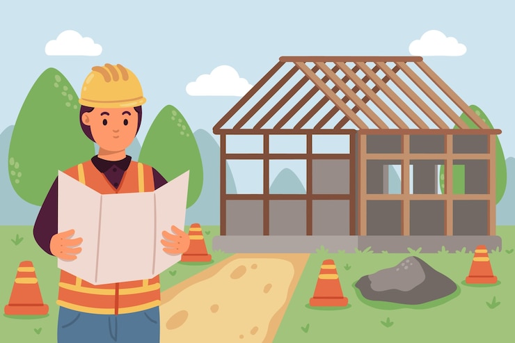 Free Vector flat illustration engineers working on construction