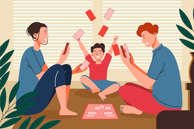 Flat illustration of family spending time togeher