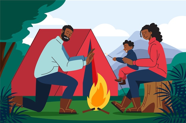 Free vector flat illustration of family spending time togeher