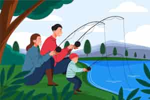 Free vector flat illustration of family spending time togeher