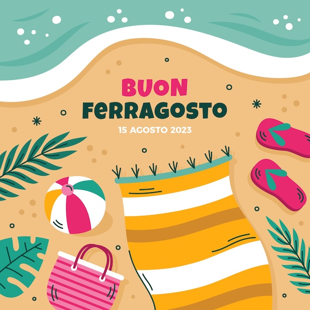 Flat illustration for ferragosto celebration