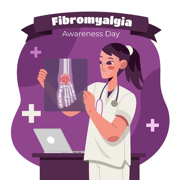 Vettore gratuito illustrazione piatta per la giornata di sensibilizzazione sulla fibromialgia