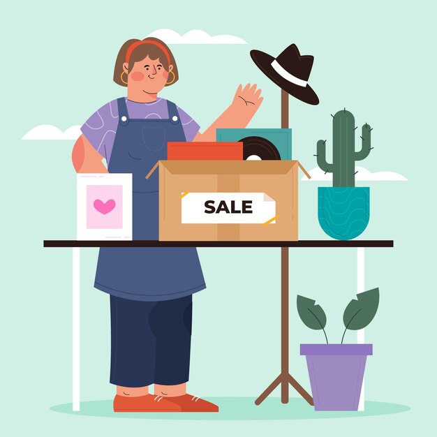 Free vector flat illustration flea market concept