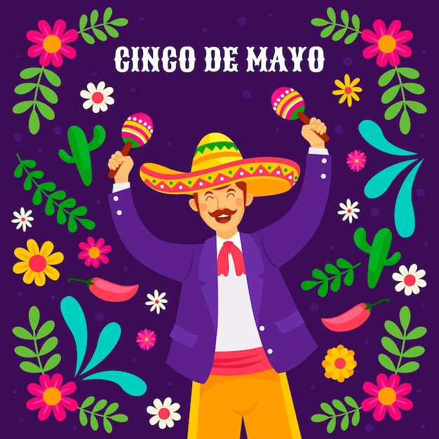 Бесплатное векторное изображение Плоская иллюстрация для празднования синко де майо