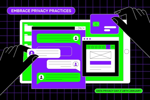 無料ベクター データプライバシーデーのフラットイラスト