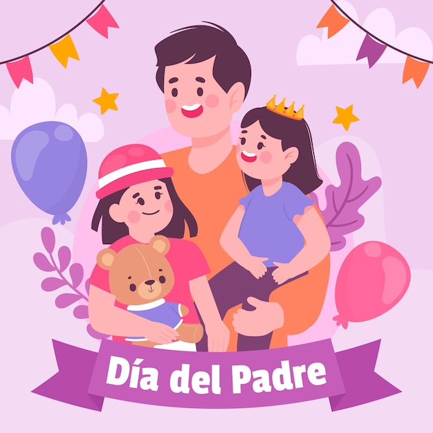 Dia del padre 축하를 위한 평면 그림