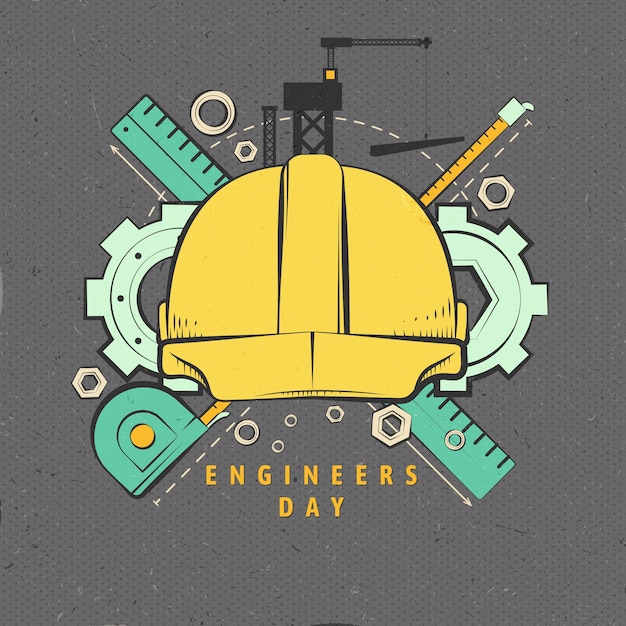 Плоская иллюстрация к празднованию дня инженеров
