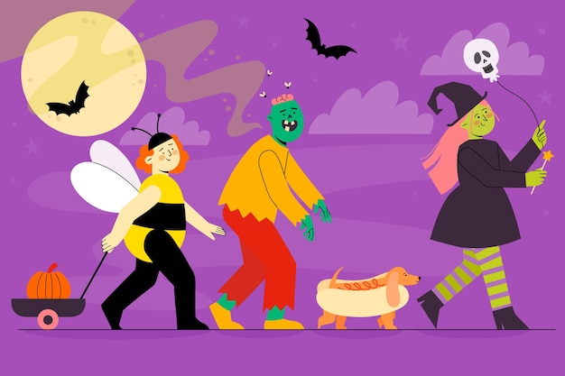 Бесплатное векторное изображение Плоская иллюстрация к сезону хэллоуина