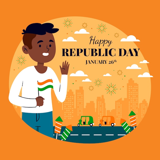Бесплатное векторное изображение Плоская иллюстрация к празднованию дня республики индия