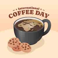무료 벡터 국제 커피의 날 축하를 위한 평면 그림