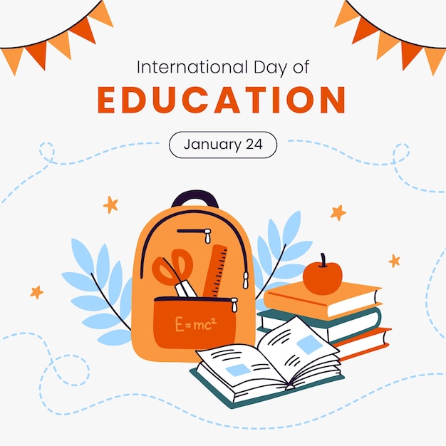 Бесплатное векторное изображение Плоская иллюстрация к празднованию международного дня образования