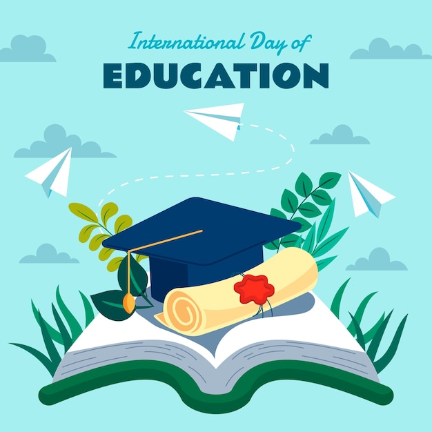 Бесплатное векторное изображение Плоская иллюстрация к международному дню образования