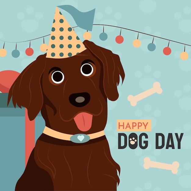 무료 벡터 국제 강아지의 날 축하를 위한 평면 그림