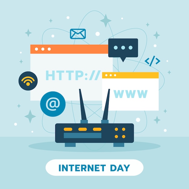 무료 벡터 국제 인터넷의 날 축하를 위한 평면 그림