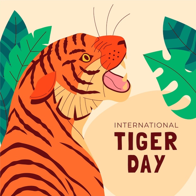 Бесплатное векторное изображение Плоская иллюстрация к международному дню тигра
