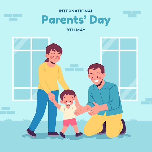 Бесплатное векторное изображение Плоская иллюстрация для празднования дня корейских родителей