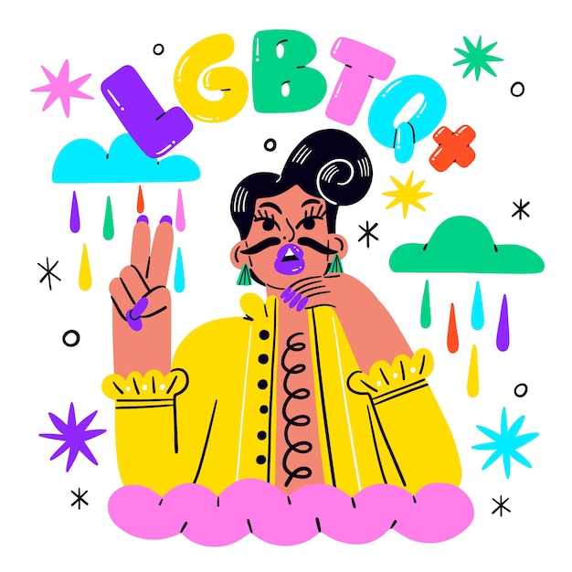 LGBT 자부심 달 축하를 위한 평평한 일러스트레이션