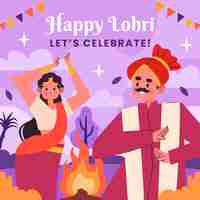 Бесплатное векторное изображение Плоская иллюстрация для празднования фестиваля лохри
